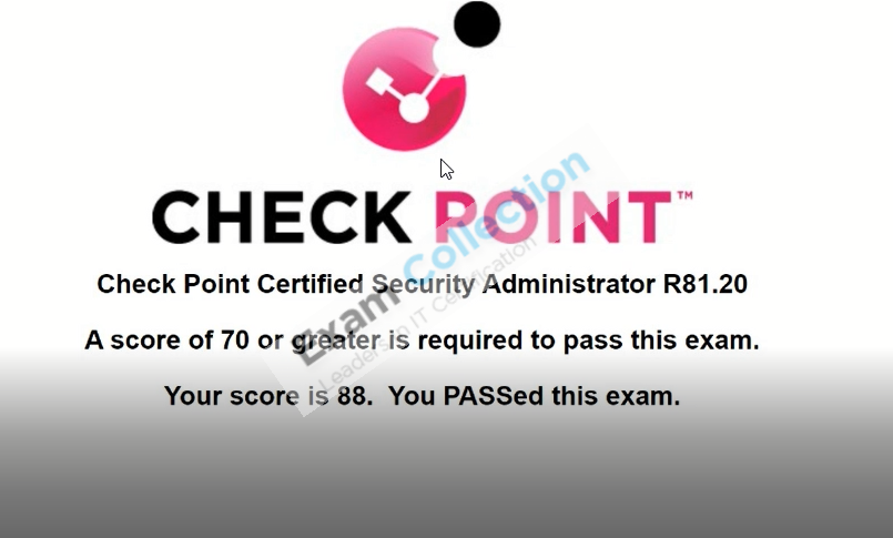 Passed score card for CCSA R81 certification 2