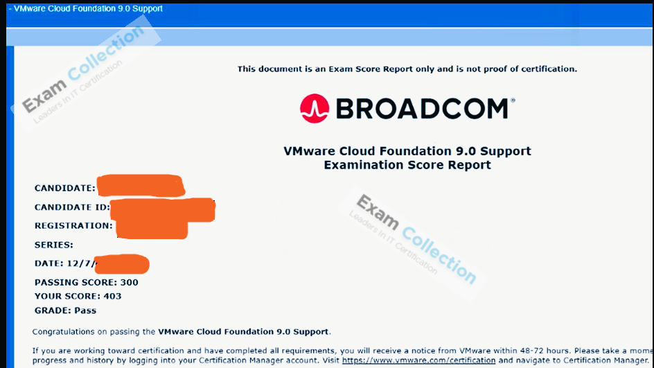 Passed score card for Professional Level Exams certification 1