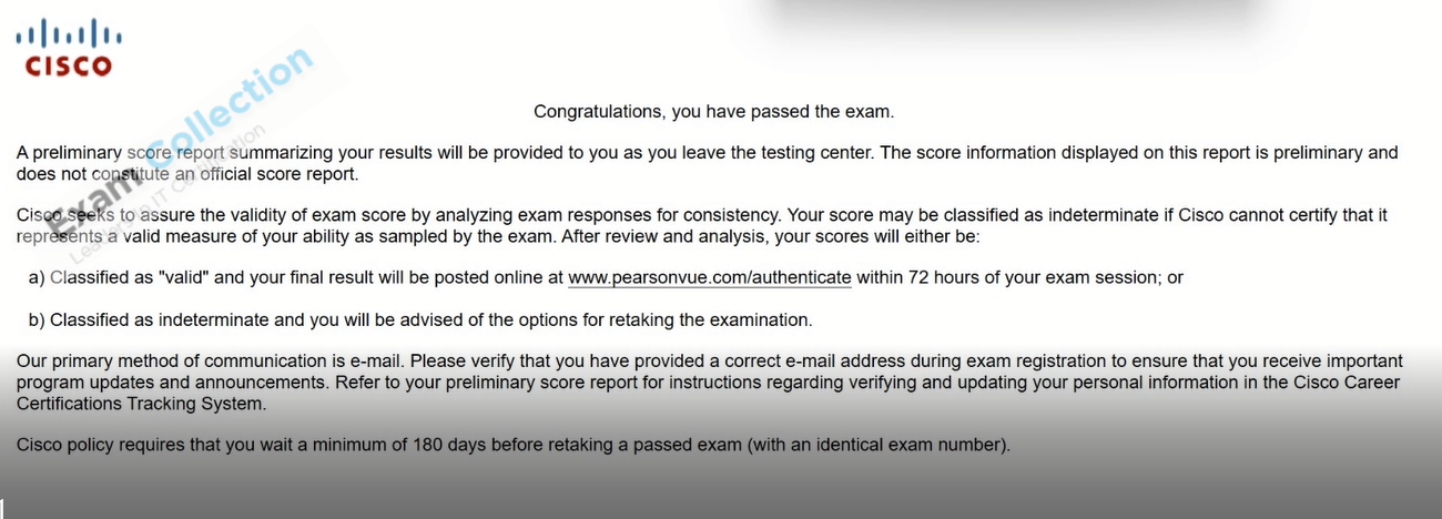 Passed score card for CCIE Wireless certification 1