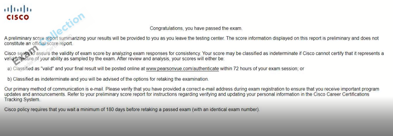 Passed score card for CCIE Wireless certification 3