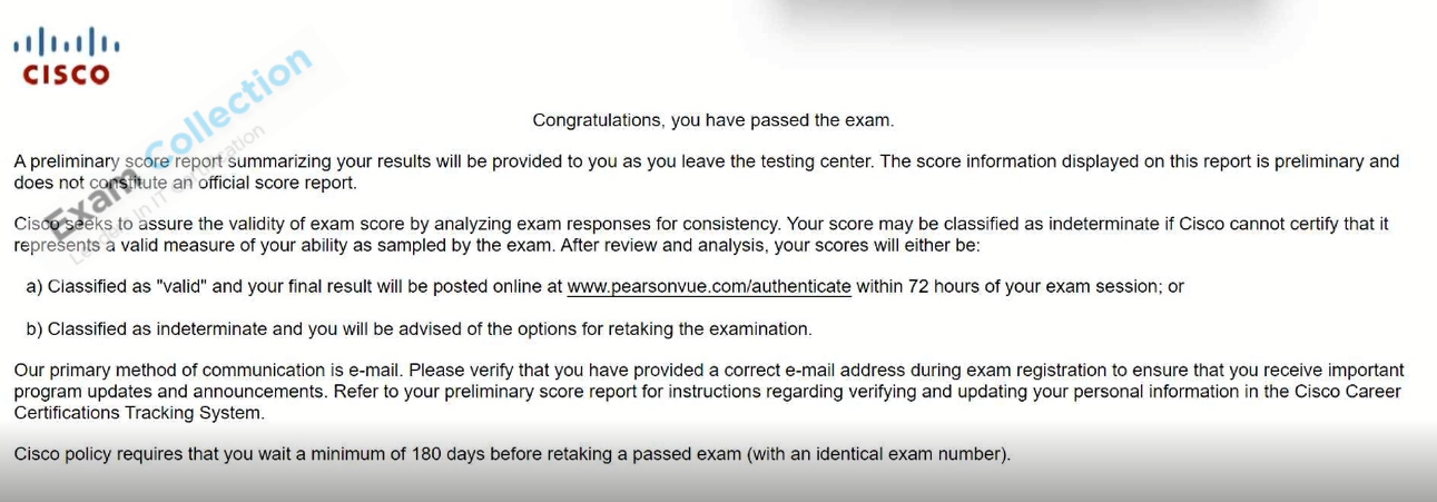 Passed score card for CCIE Wireless certification 4