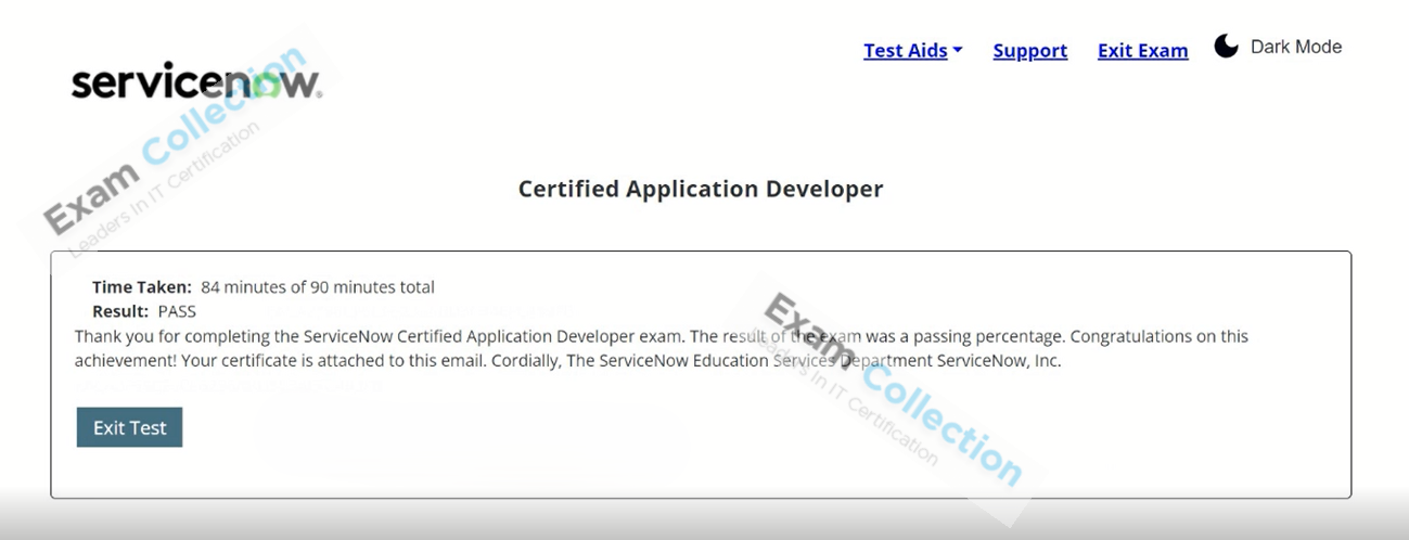 Passed score card for Certified Application Developer certification 2