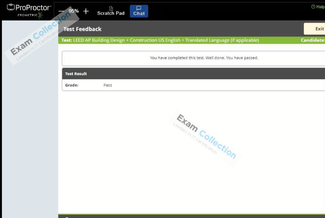 Passed score card for Leadership in Energy and Environmental Design (LEED) certification 2