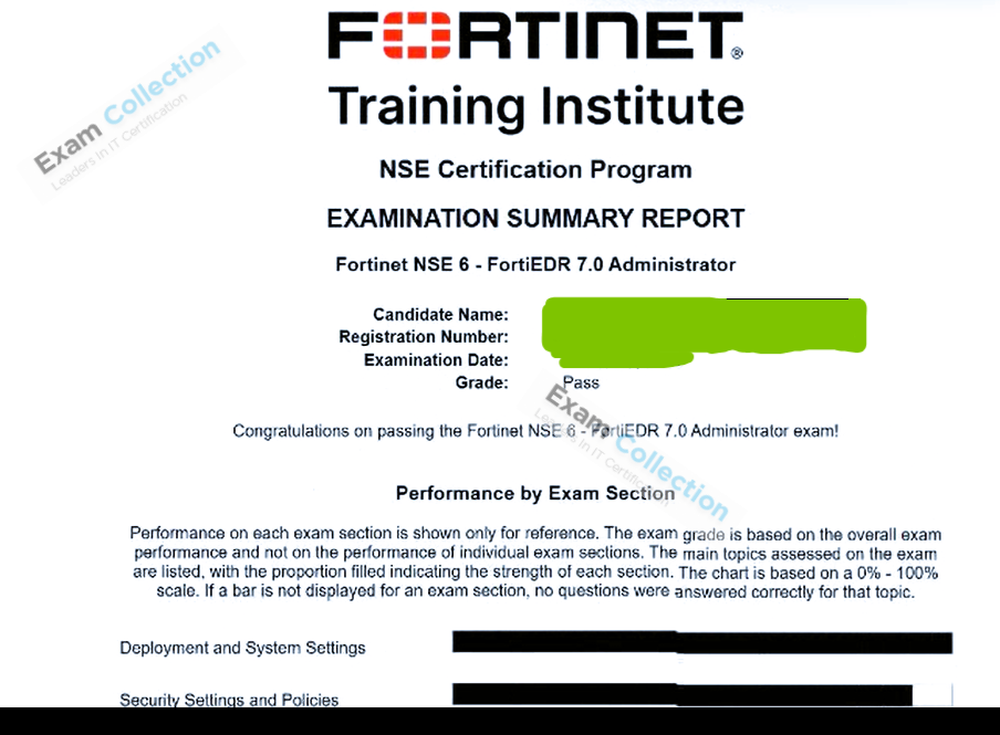 Passed score card for NSE 6 Network Security Specialist certification 2