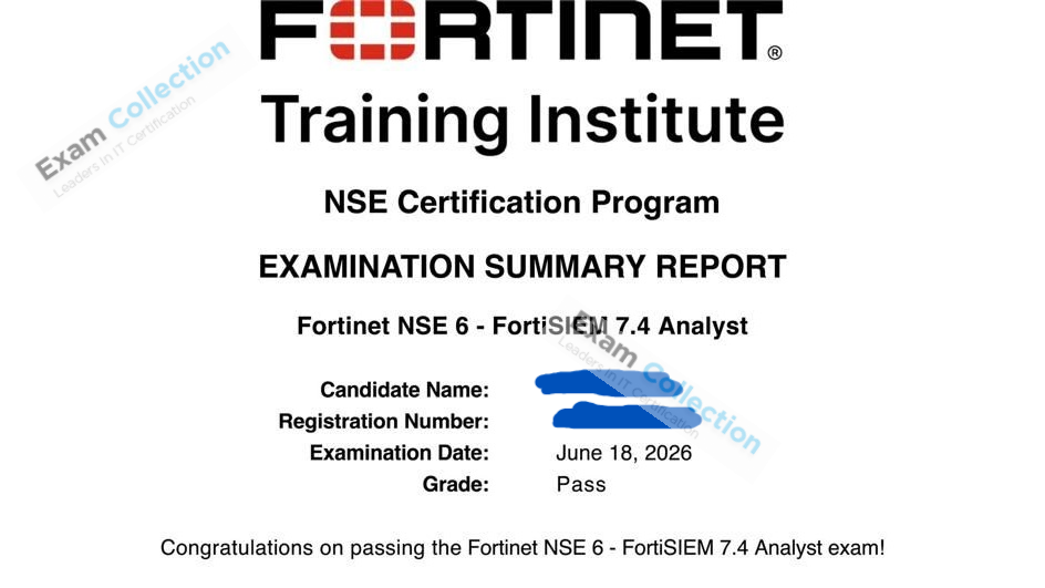 Passed score card for NSE 6 Network Security Specialist certification 3