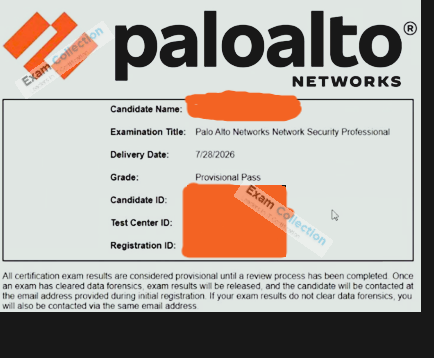 Passed score card for Network Security Administrator certification 1